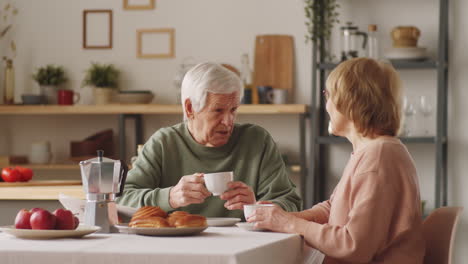 Glückliches-älteres-Paar,-Das-Sich-Zu-Hause-Beim-Kaffee-Unterhält